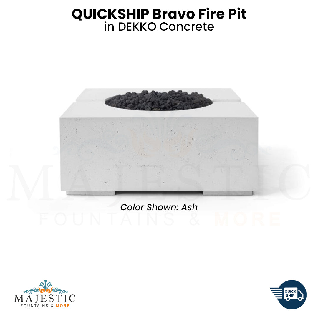 QUICKSHIP Bravo Fire Pit in  DEKKO  Concrete - Majestic Fountains