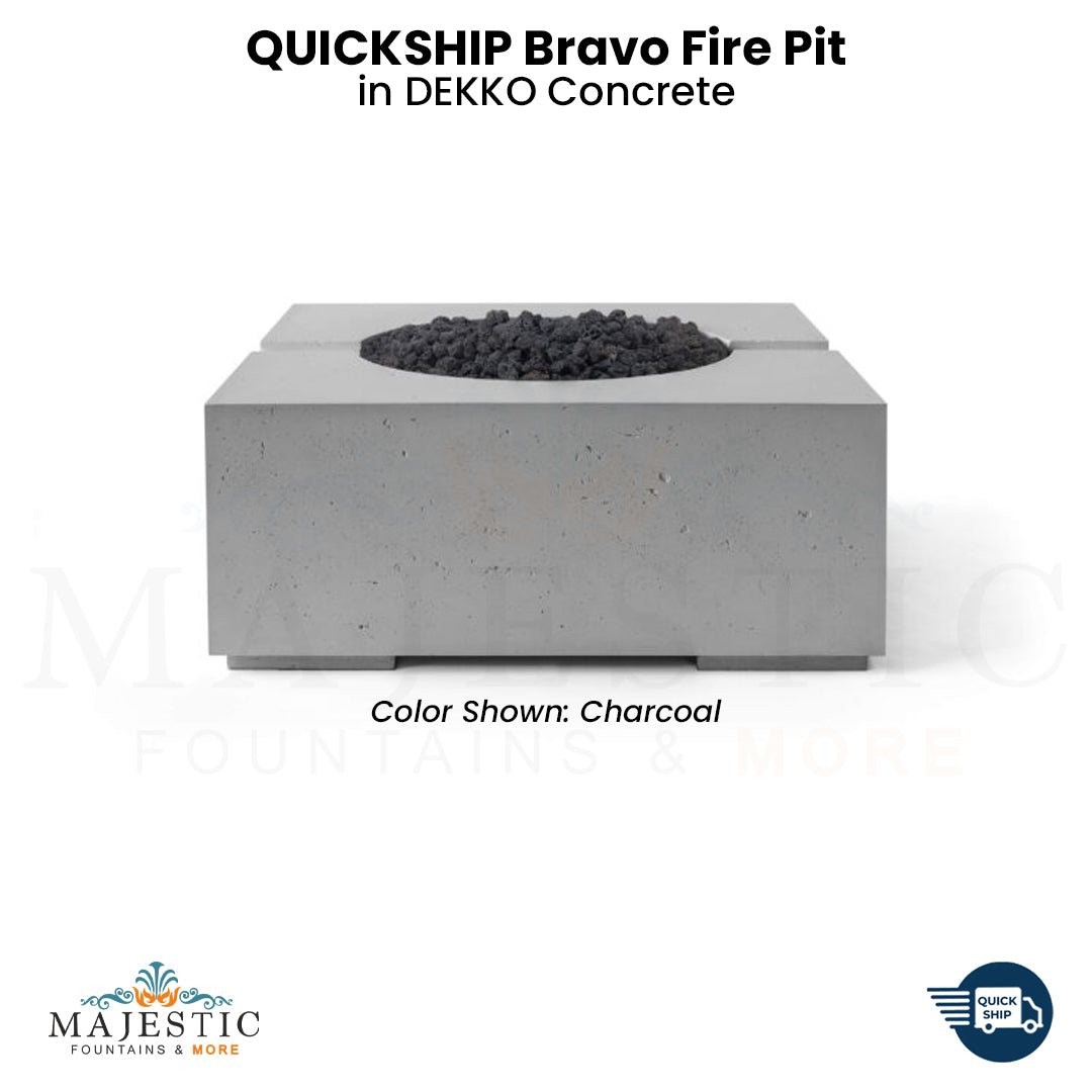 QUICKSHIP Bravo Fire Pit in  DEKKO  Concrete - Majestic Fountains