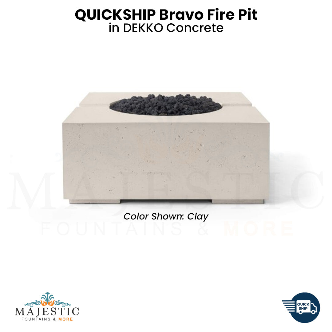 QUICKSHIP Bravo Fire Pit in  DEKKO  Concrete - Majestic Fountains