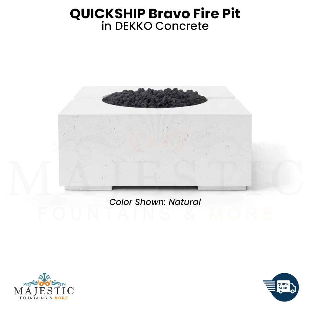 QUICKSHIP Bravo Fire Pit in  DEKKO  Concrete - Majestic Fountains