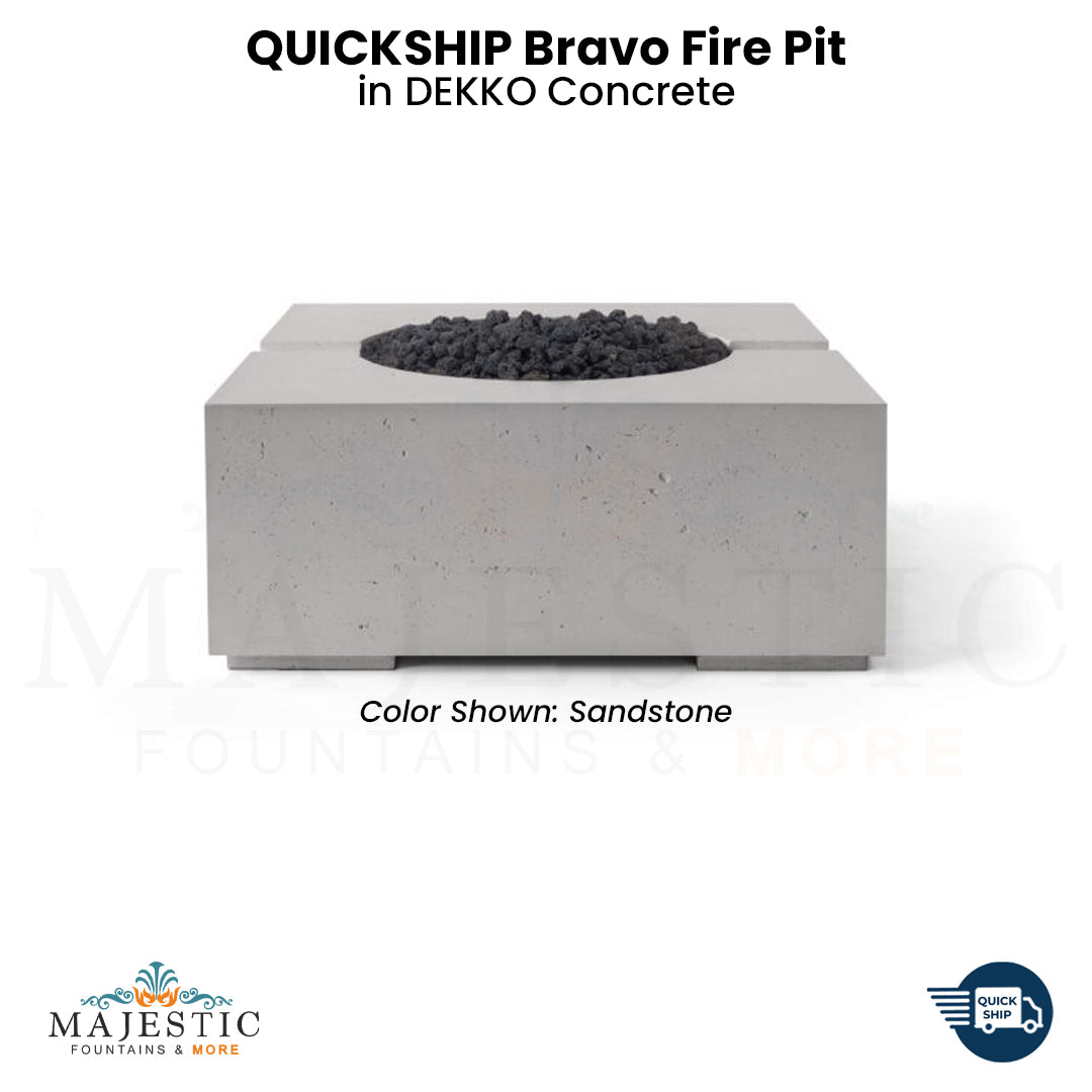 QUICKSHIP Bravo Fire Pit in  DEKKO  Concrete - Majestic Fountains