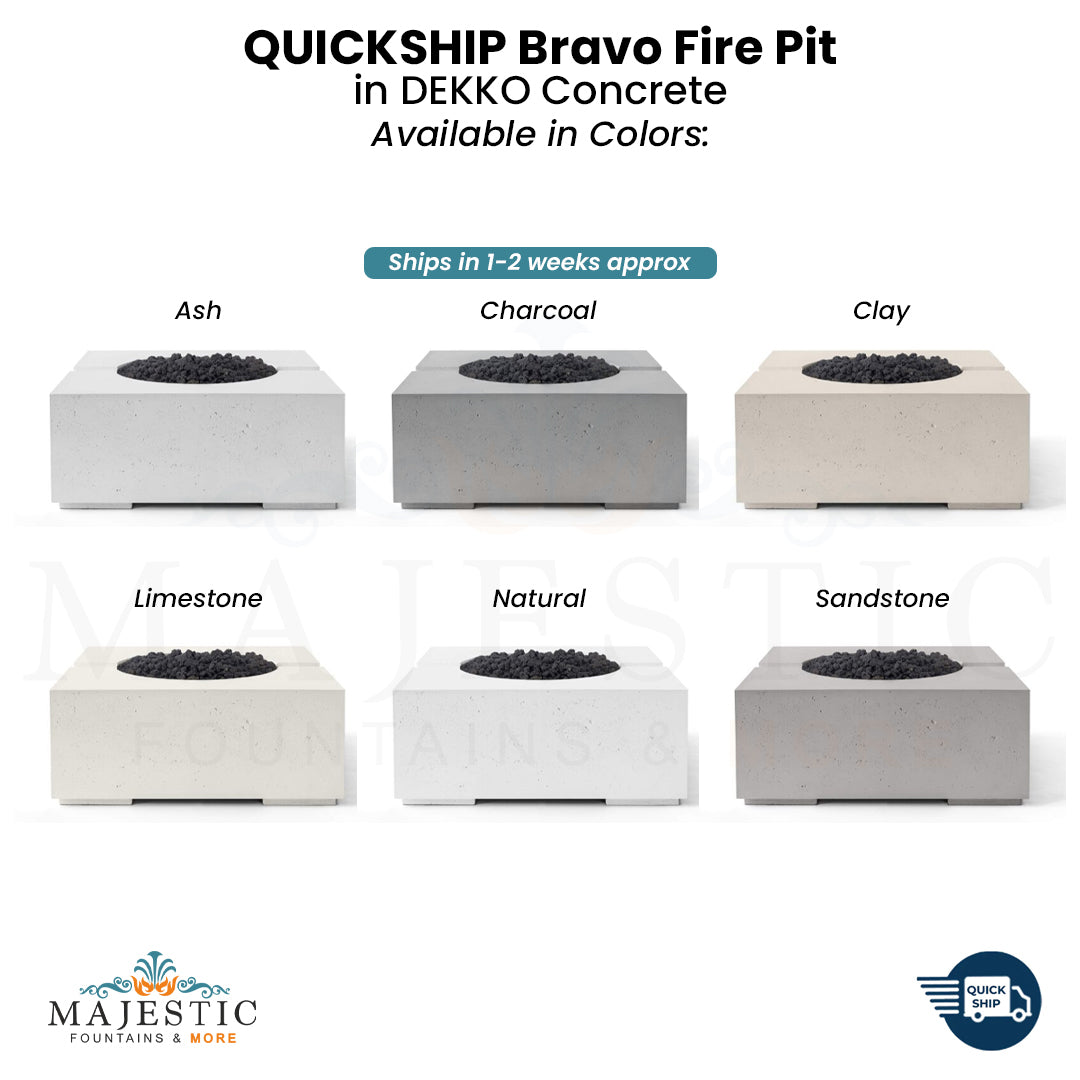 QUICKSHIP Bravo Fire Pit in  DEKKO  Concrete - Majestic Fountains