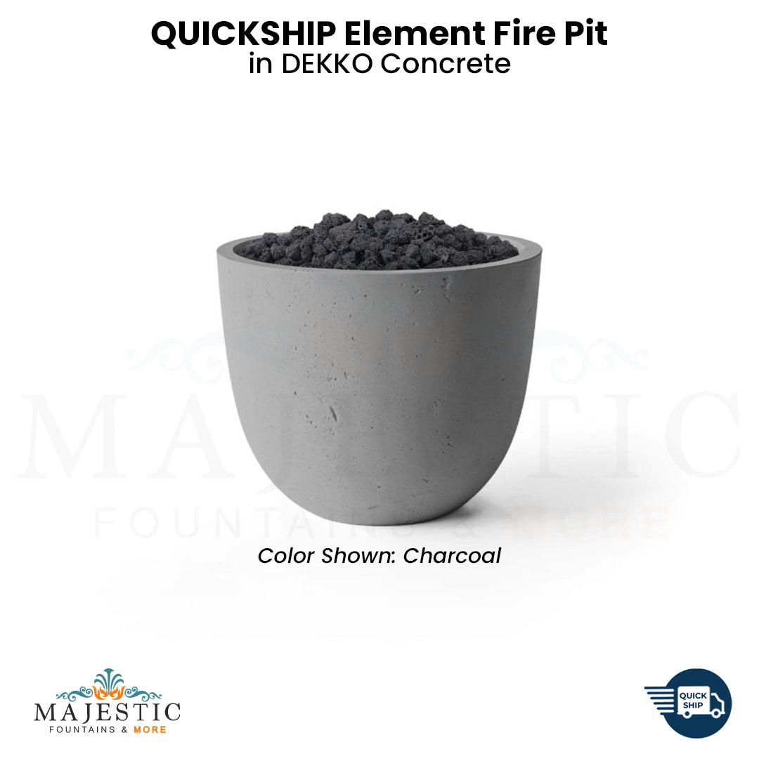 QUICKSHIP Element Fire Pit in DEKKO  Concrete  - Majestic Fountains