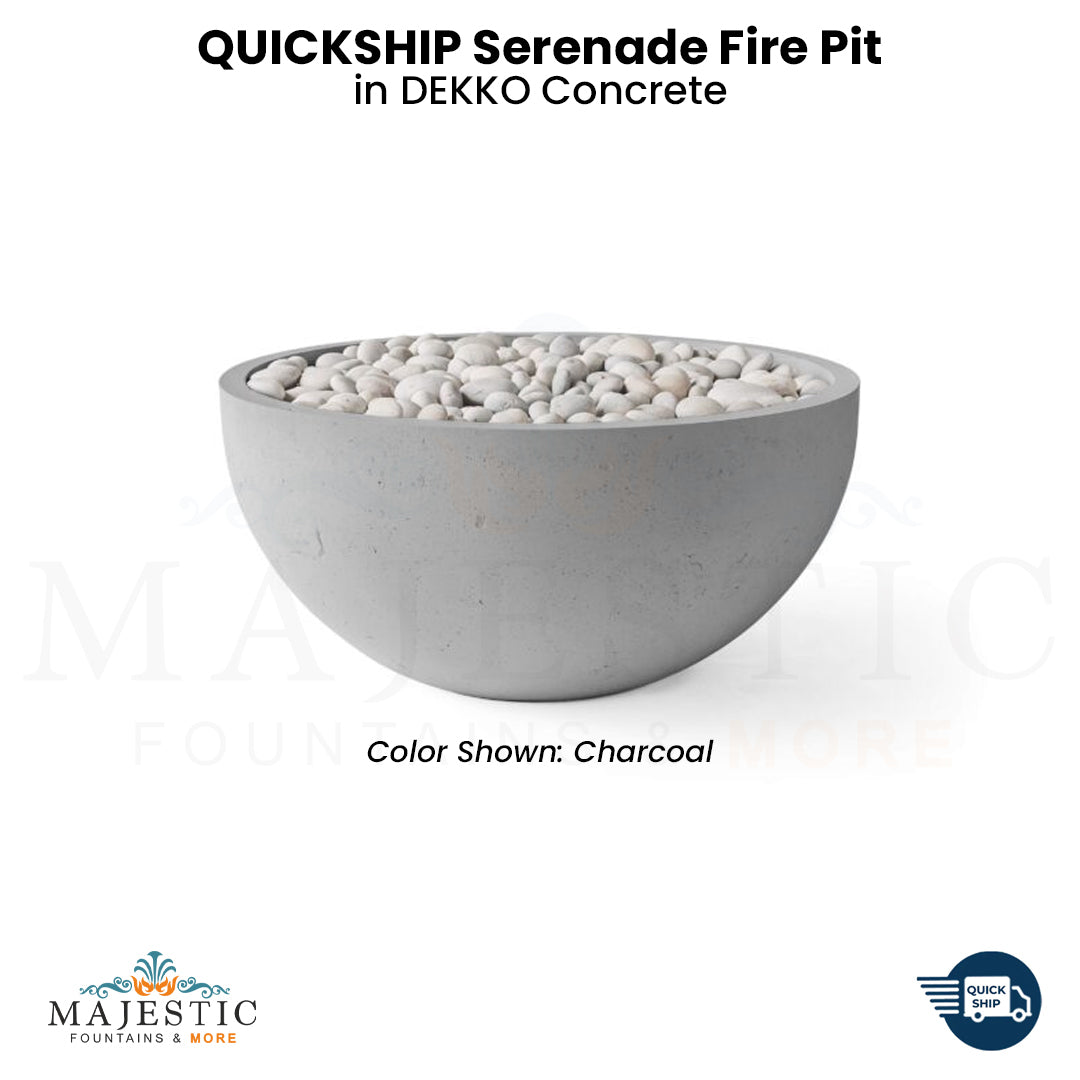 QUICKSHIP Serenade Fire Pit in  DEKKO Concrete - Majestic Fountains