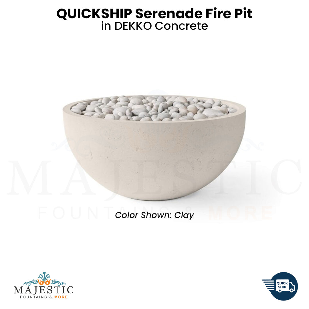 QUICKSHIP Serenade Fire Pit in  DEKKO Concrete - Majestic Fountains