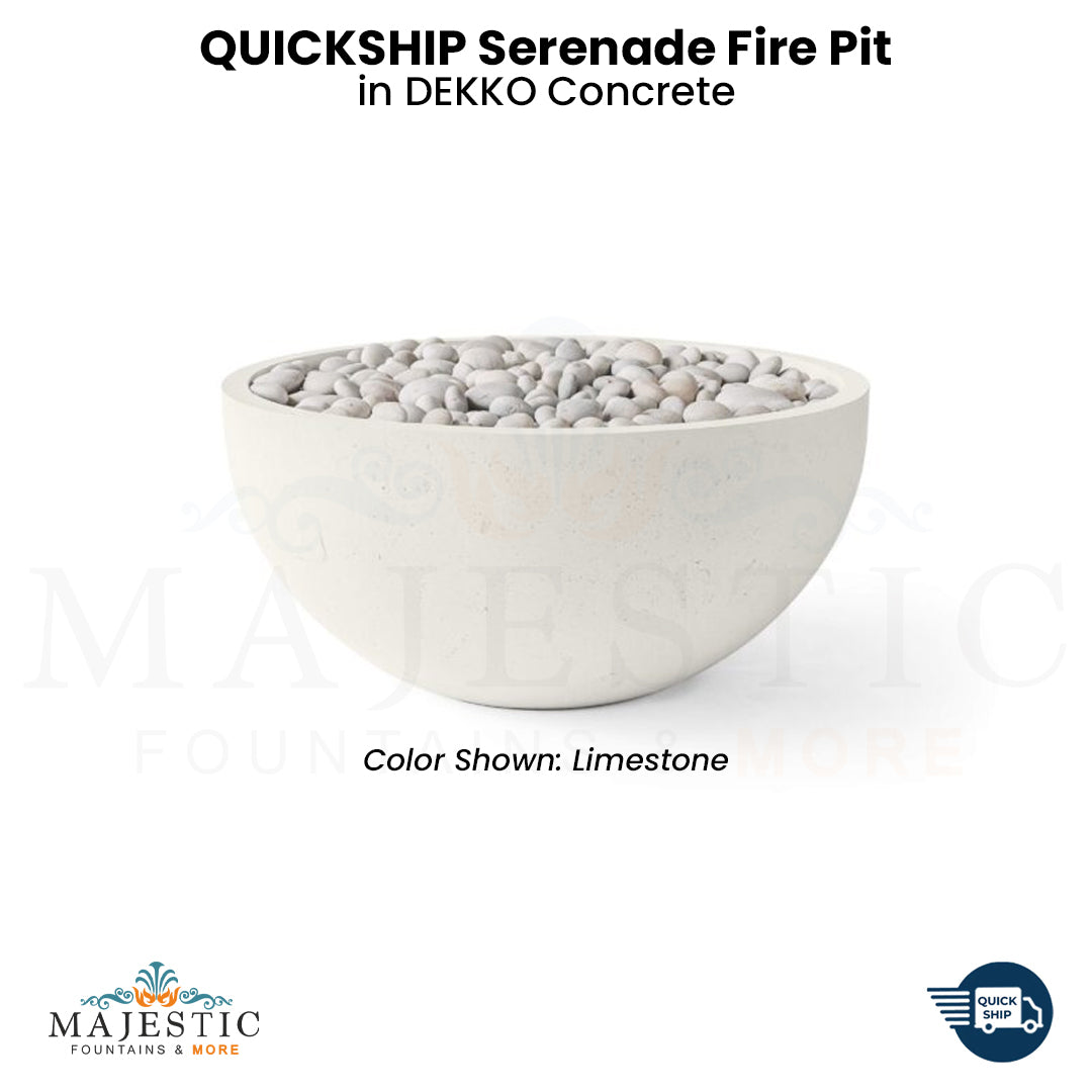 QUICKSHIP Serenade Fire Pit in  DEKKO Concrete - Majestic Fountains