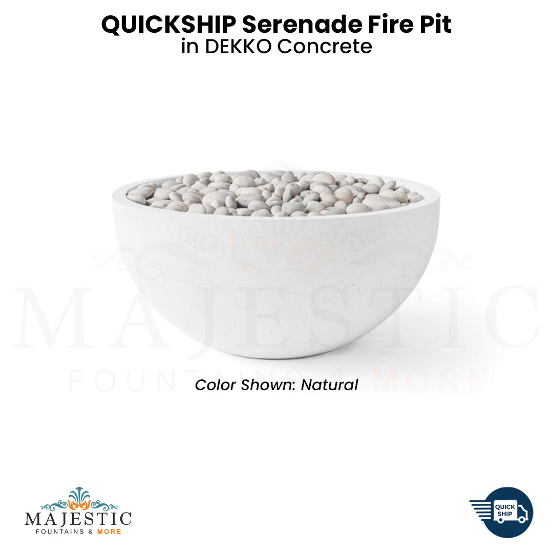 QUICKSHIP Serenade Fire Pit in  DEKKO Concrete - Majestic Fountains