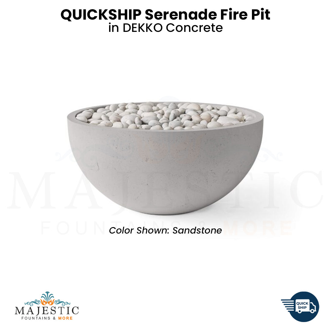 QUICKSHIP Serenade Fire Pit in  DEKKO Concrete - Majestic Fountains