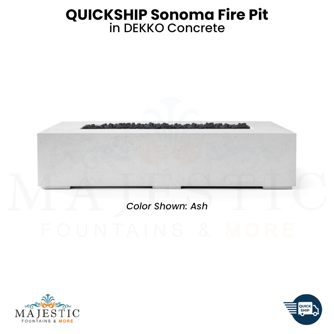 QUICKSHIP Sonoma Fire Pit in DEKKO Concrete  - Majestic Fountains