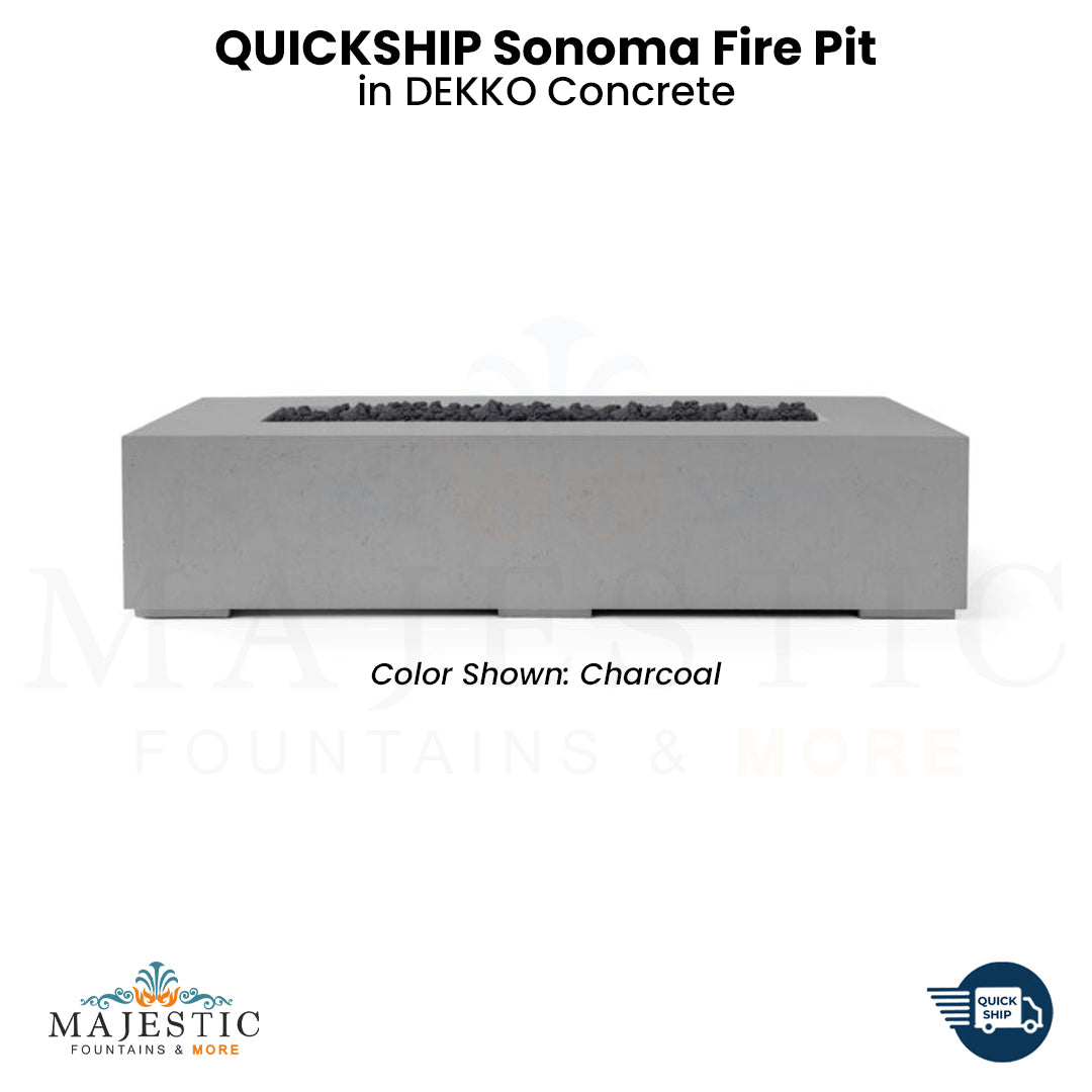 QUICKSHIP Sonoma Fire Pit in DEKKO Concrete  - Majestic Fountains