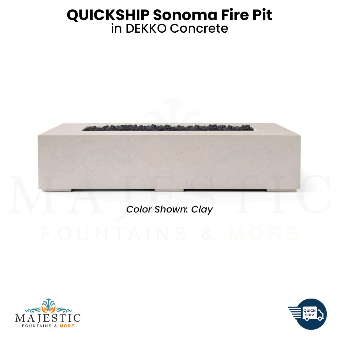 QUICKSHIP Sonoma Fire Pit in DEKKO Concrete  - Majestic Fountains