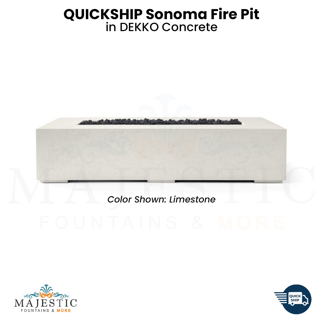 QUICKSHIP Sonoma Fire Pit in DEKKO Concrete  - Majestic Fountains