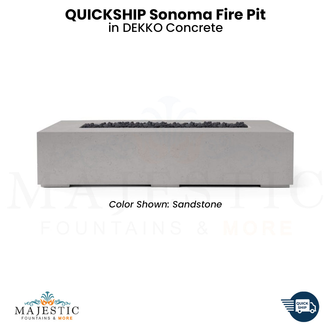 QUICKSHIP Sonoma Fire Pit in DEKKO Concrete  - Majestic Fountains