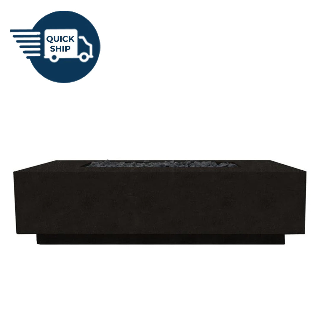 QUICKSHIP Tavola 8 Fire Table PH-473-2 in GFRC Concrete in Ebony by Prism Hardscapes + Free Covers - Majestic Fountains