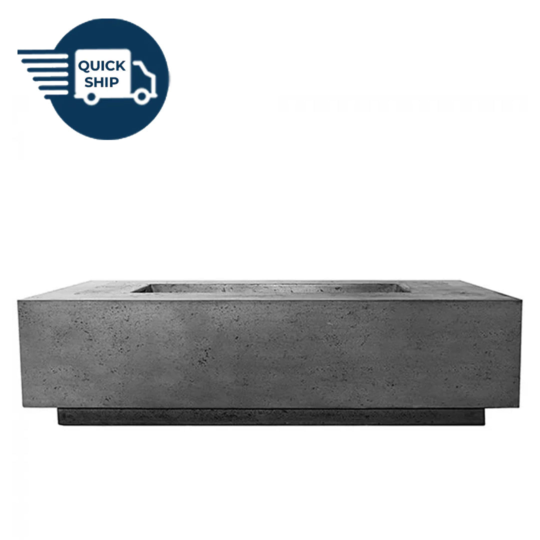 QUICKSHIP Tavola 8 Fire Table PH-473-4 in GFRC Concrete in Pewter by Prism Hardscapes + Free Covers - Majestic Fountains