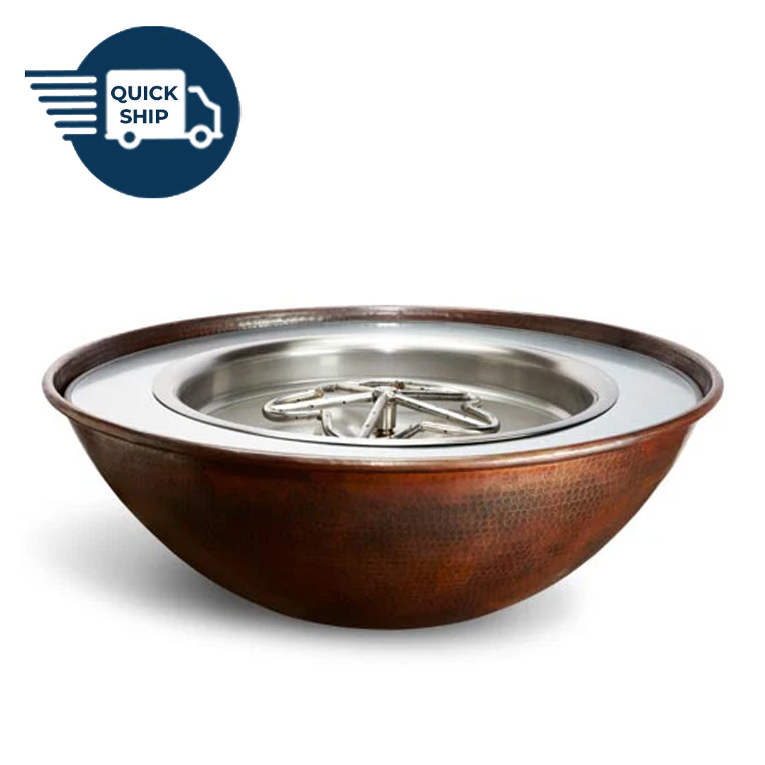 QUICKSHIP Tempe Fire Bowl in Hammered Copper by HPC - Majestic Fountains
