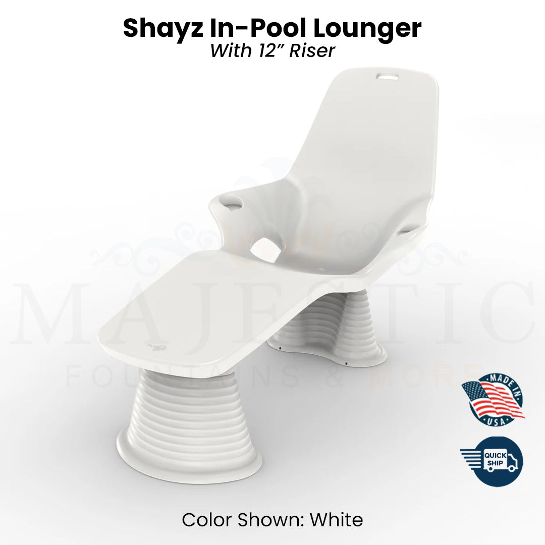 QUICKSHIP Tenjam Shayz In-Pool Lounger in White - Majestic Fountains