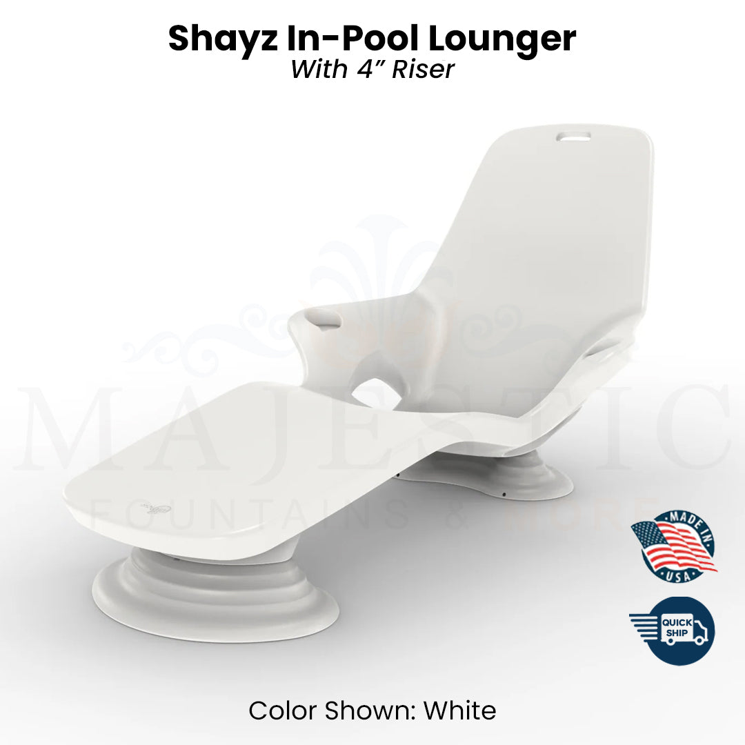 QUICKSHIP Tenjam Shayz In-Pool Lounger in White - Majestic Fountains