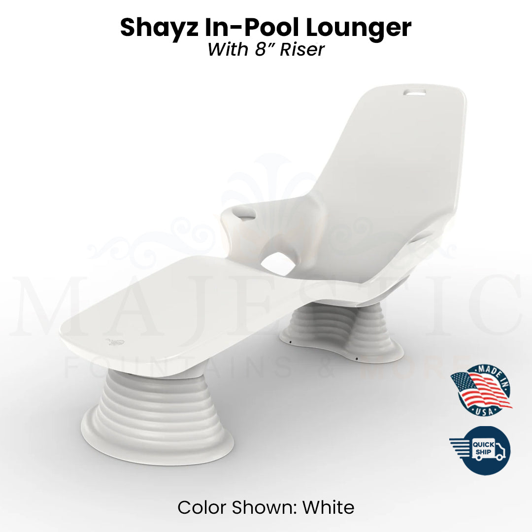 QUICKSHIP Tenjam Shayz In-Pool Lounger in White - Majestic Fountains