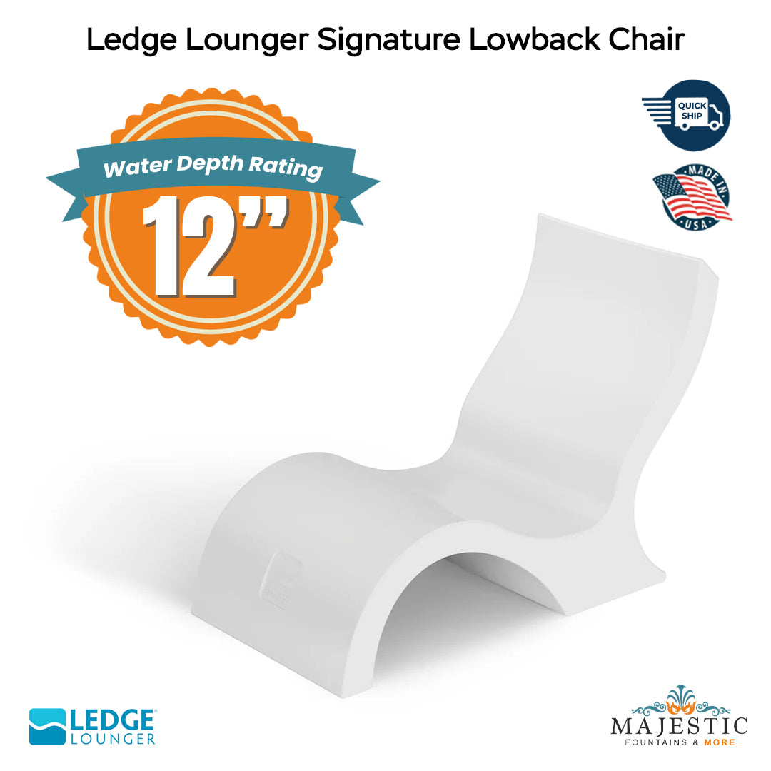 QUICKSHIP Ledge Lounger Signature Lowback Chairs Depth - In-Pool & Patio Furniture - Majestic Fountains