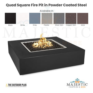 Quad Square Fire Pit in Powder Coated Steel - Majestic Fountains and More