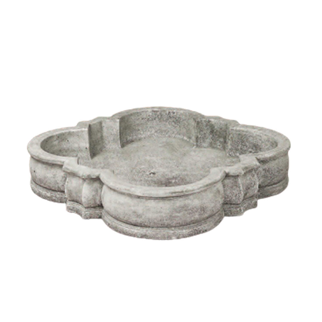 Quadrifoil One-Piece Fountain Basin in Cast Stone - #1107 - Majestic Fountains