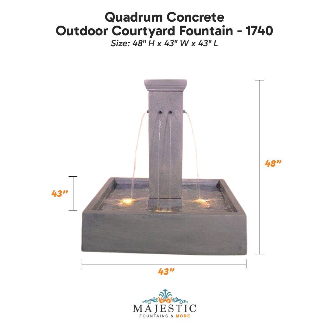 Quadrum Concrete Outdoor Courtyard Fountain - 1740 - Majestic Fountains