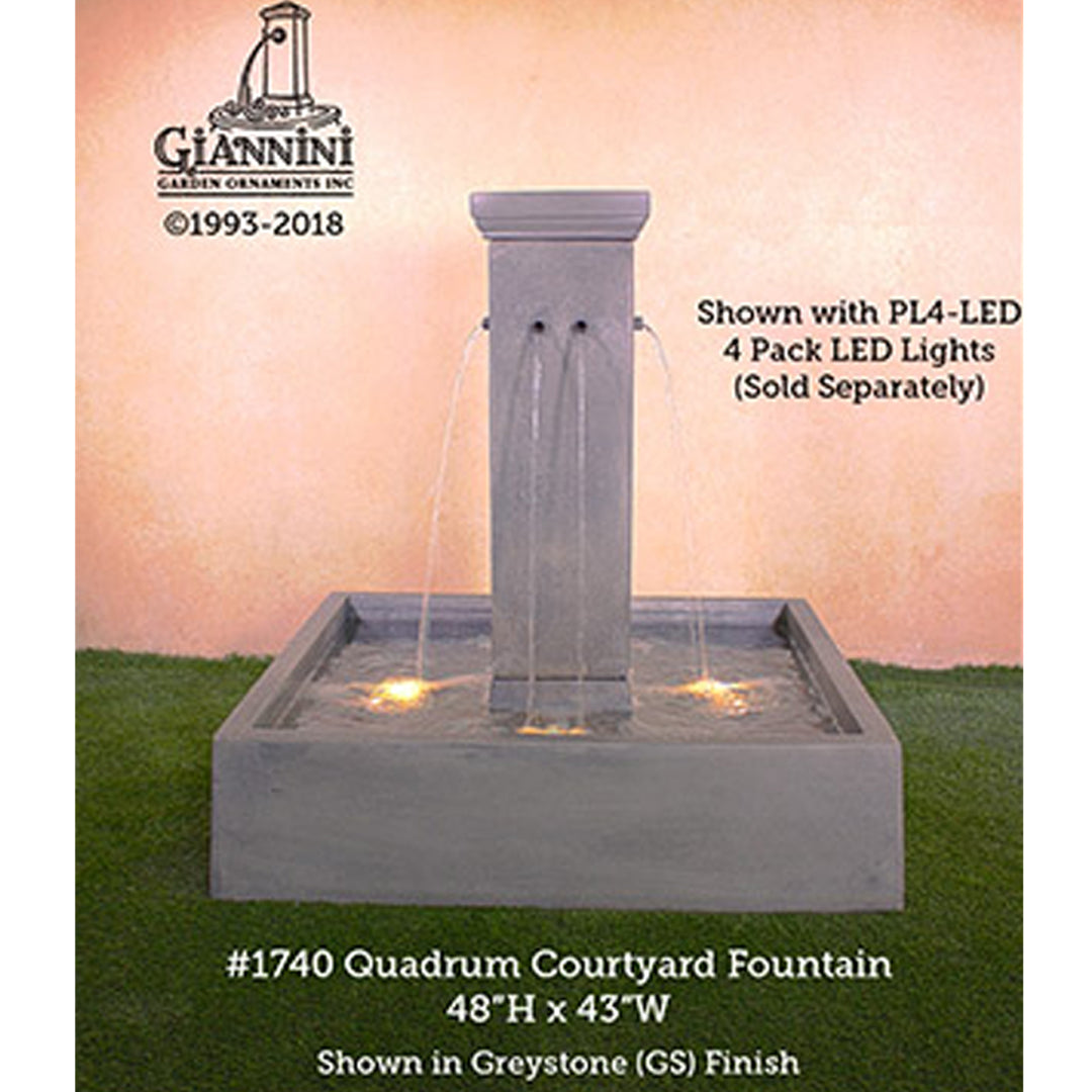 Quadrum Concrete Outdoor Courtyard Fountain - Majestic Fountains