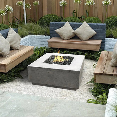 Quick Ship Tavola 2 Fire Table PH-406-4 in GFRC Concrete in Pewter - Majestic Fountains