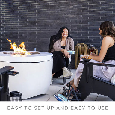 Quickship Ledge Lounger Halo Fire Pit - Majestic Fountains