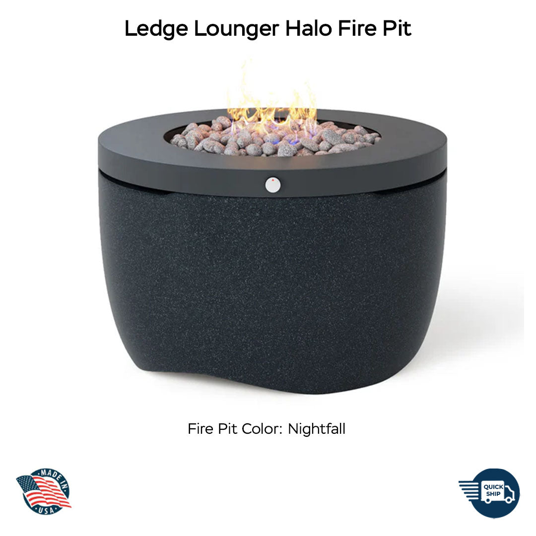 Quickship Ledge Lounger Halo Fire Pit - Majestic Fountains