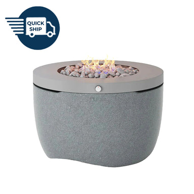 Quickship Ledge Lounger Halo Fire Pit - Majestic Fountains