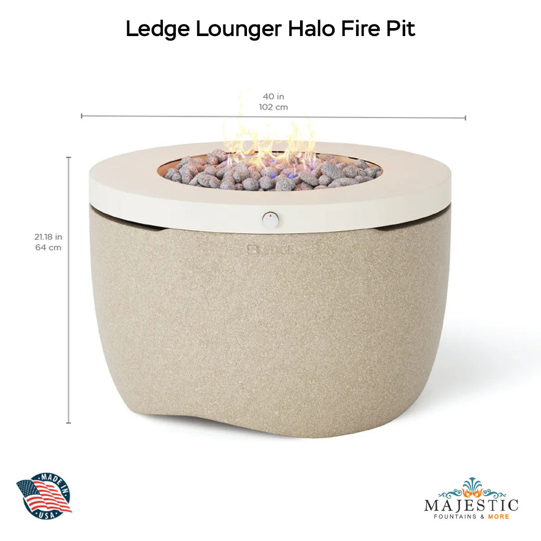 Ledge Lounger Halo Fire Pit - Majestic Fountains
