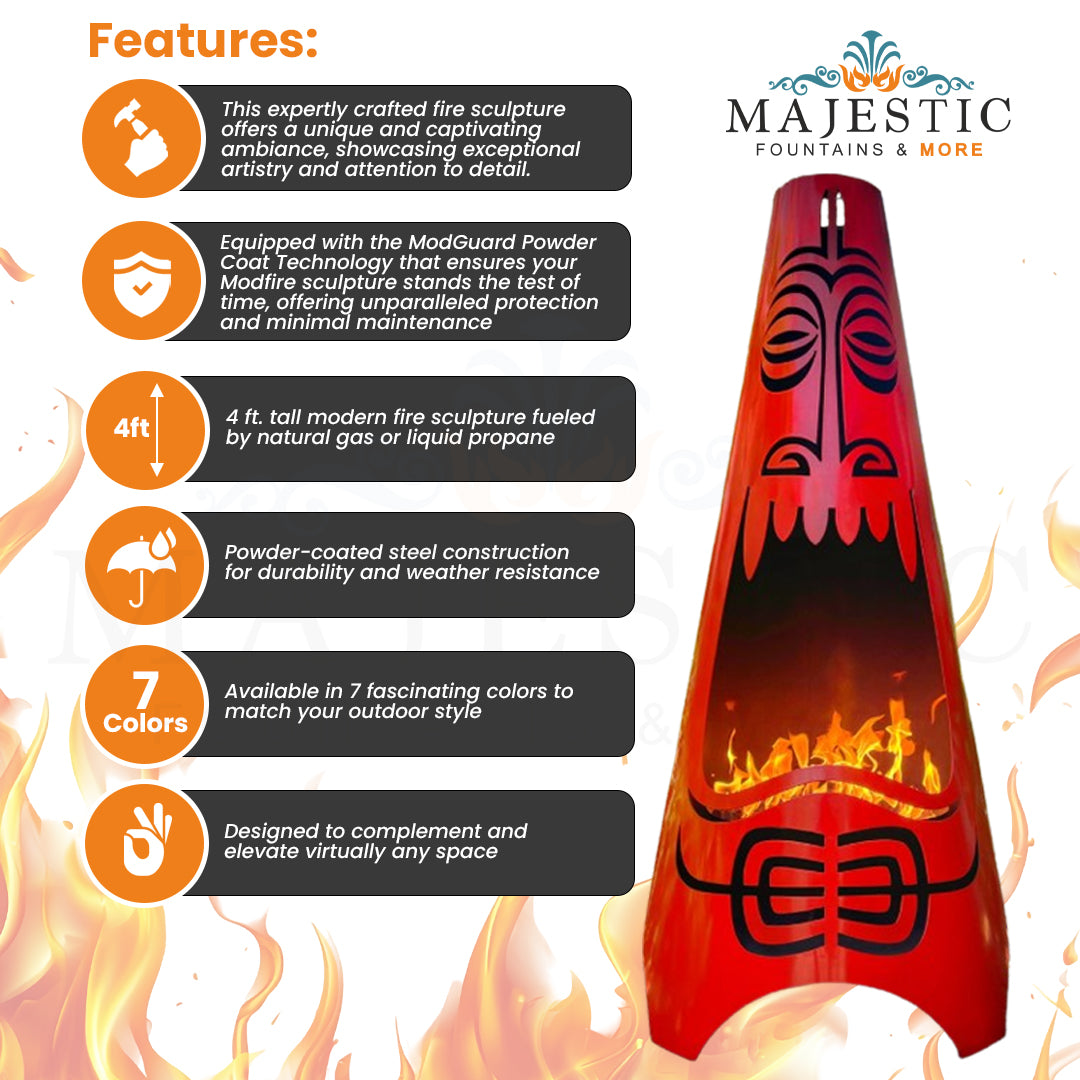ROTAI SHAG Tikifire 4ft. Tall Fire Sculpture  - Majestic Fountains