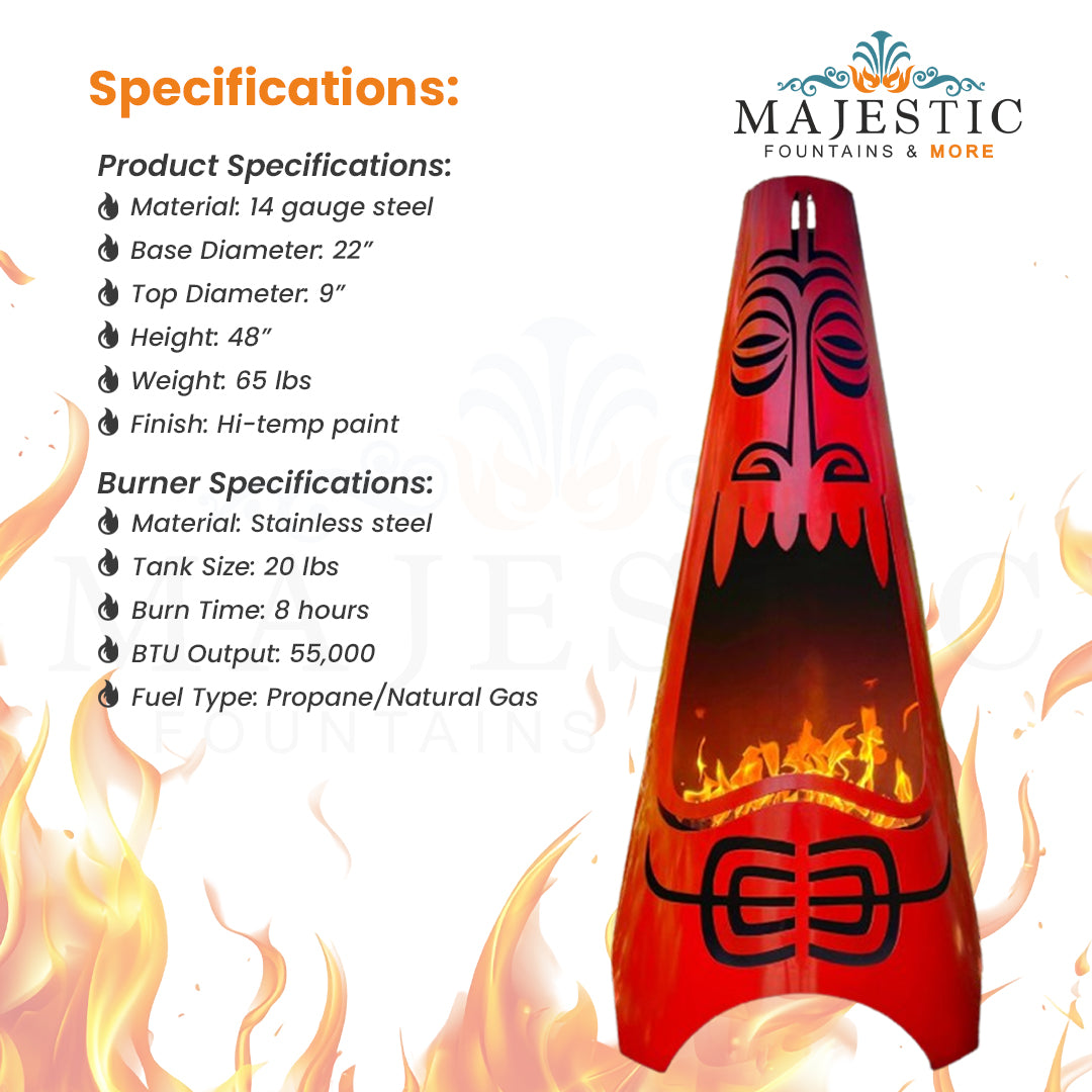 ROTAI SHAG Tikifire 4ft. Tall Fire Sculpture  - Majestic Fountains