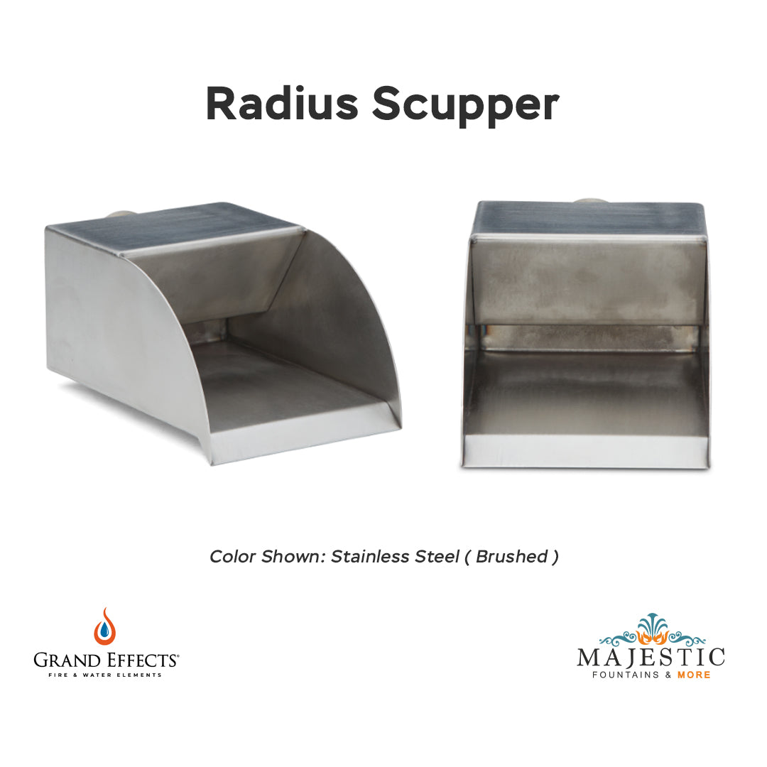 Radius Scupper Stainless Steel - Majestic Fountains