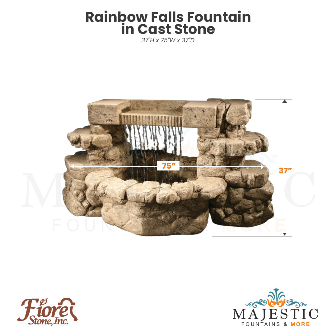 Rainbow Falls Fountain in Cast Stone - Fiore Stone 2128-F - Majestic Fountains