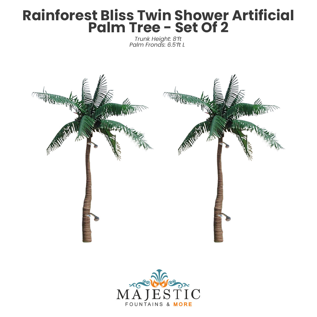 Rainforest Bliss Twin Shower Artificial Palm Tree Palm - Majestic Fountains