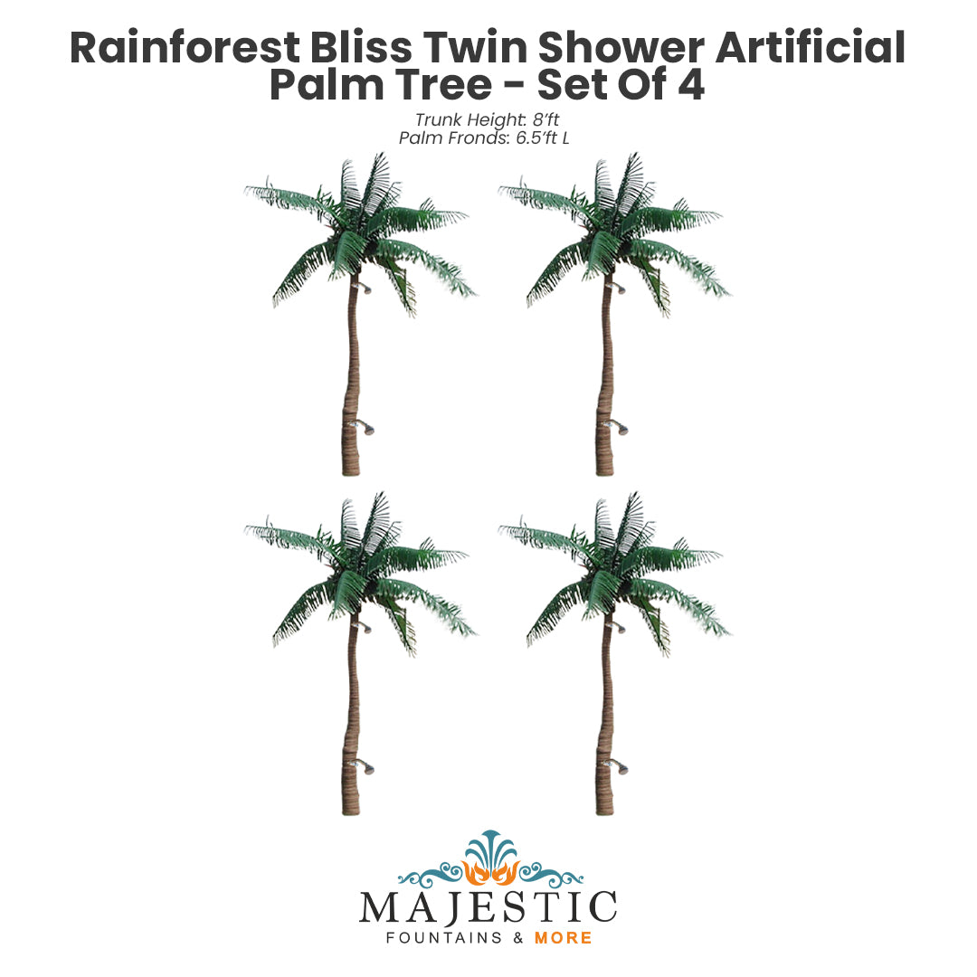 Rainforest Bliss Twin Shower Artificial Palm Tree Palm - Majestic Fountains