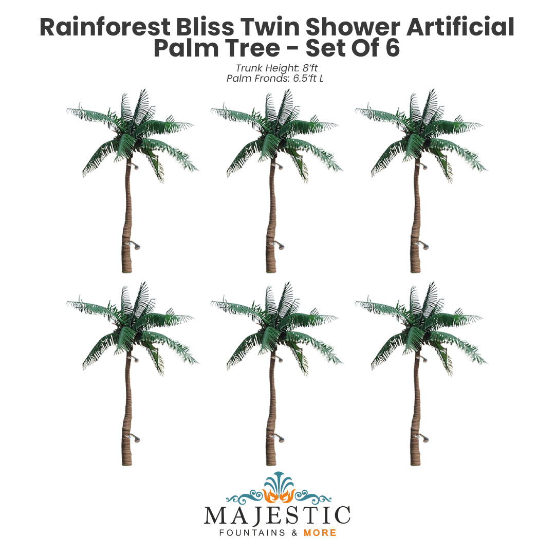 Rainforest Bliss Twin Shower Artificial Palm Tree Palm - Majestic Fountains