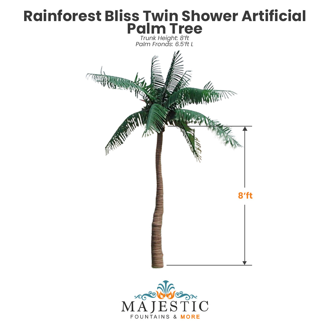 Rainforest Bliss Twin Shower Artificial Palm Tree Palm - Majestic Fountains