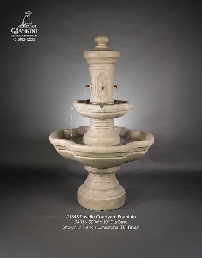 Ravello Concrete Outdoor Courtyard Fountain - 1848 - Majestic Fountains