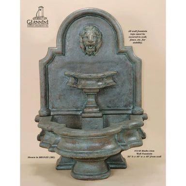Rialto Lion Outdoor Wall Fountain - 1140 - Majestic Fountains