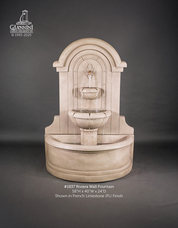 Riviera Concrete Outdoor Wall Fountain - 1837 - Majestic Fountains