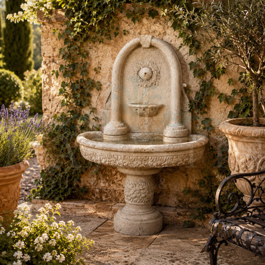 Robbiana Concrete Outdoor Wall Fountain - #1086 - Majestic Fountains
