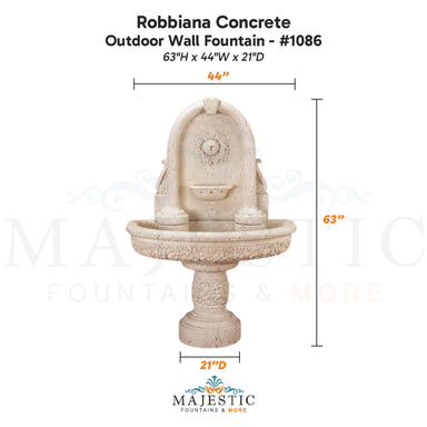 Robbiana Concrete Outdoor Wall Fountain - #1086 - Majestic Fountains