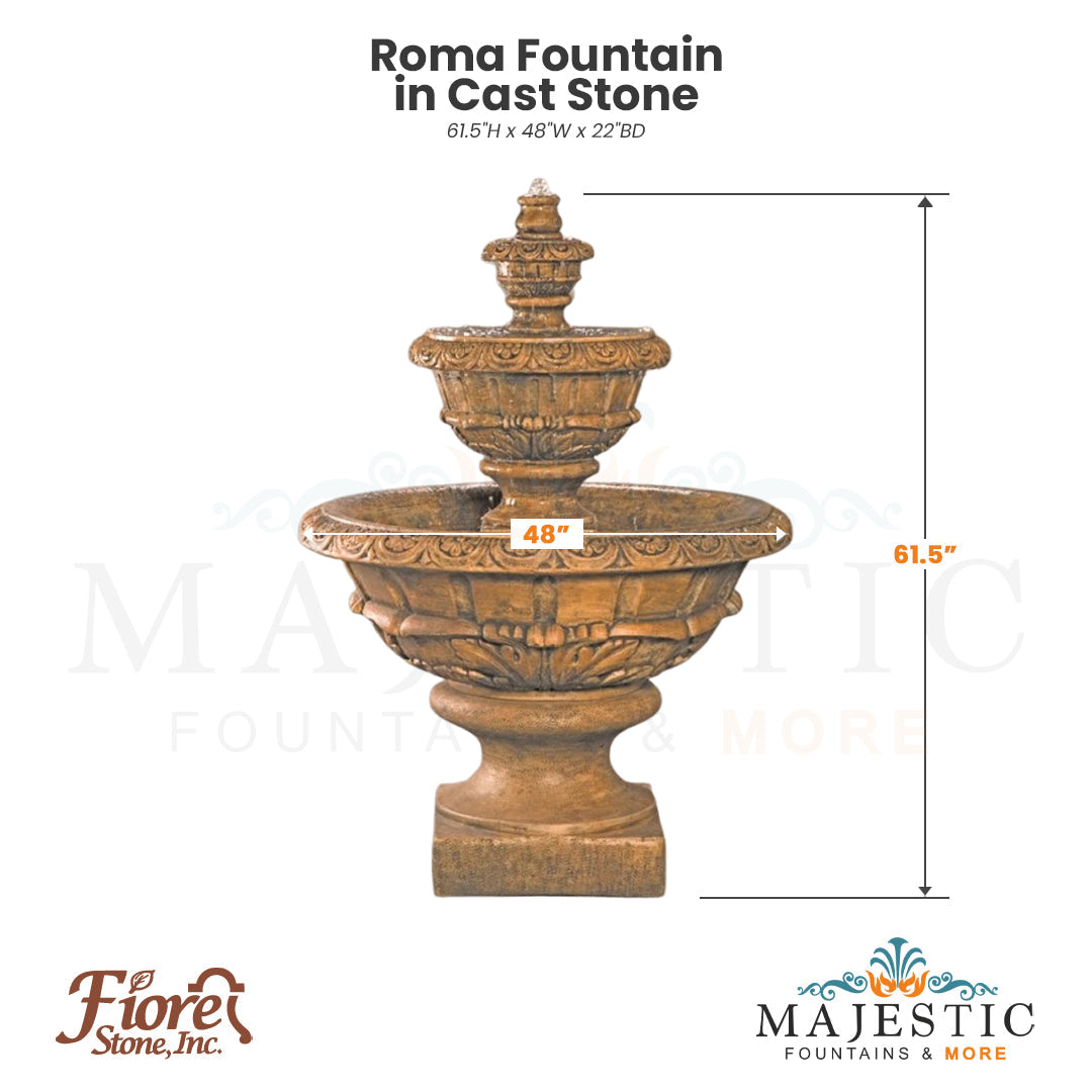 Roma Fountain in Cast Stone - Fiore Stone 234-F - Majestic Fountains