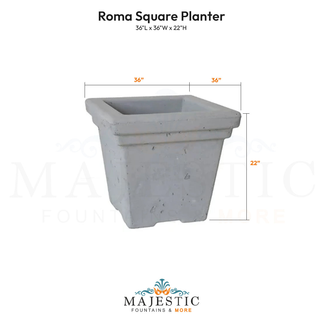 Roma Square Planter Size - Majestic Fountains
