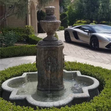 Rosatto Column Fountain in Cast Stone - Fiore Stone AV112-FQ - Majestic Fountains and More