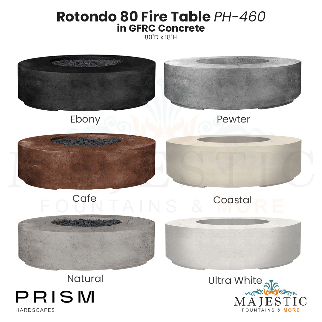 Rotondo 80 Fire Table PH-460 in GFRC Concrete by Prism Hardscapes - Majestic Fountains and More